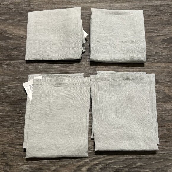 Set Of 4 Quince European Flax Linen Napkins Light Grey Soft Durable - Picture 2 of 8